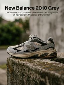 New Balance 2010T Performance Sneakers Sweat Absorption Breathable Lightweight Solid Versatile Easy To Wash Running Adult Grey Orange U2010TTO - Gray/Beige - View 1