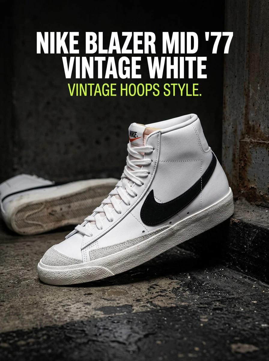 Nike Blazer Mid 77 男士运动鞋,舒适缓震,优质皮革,支撑性好,适合健身房、滑板、学校、步行等场合,白色/黑色,8码,BQ6806-100 - 黑白 - 查看 1