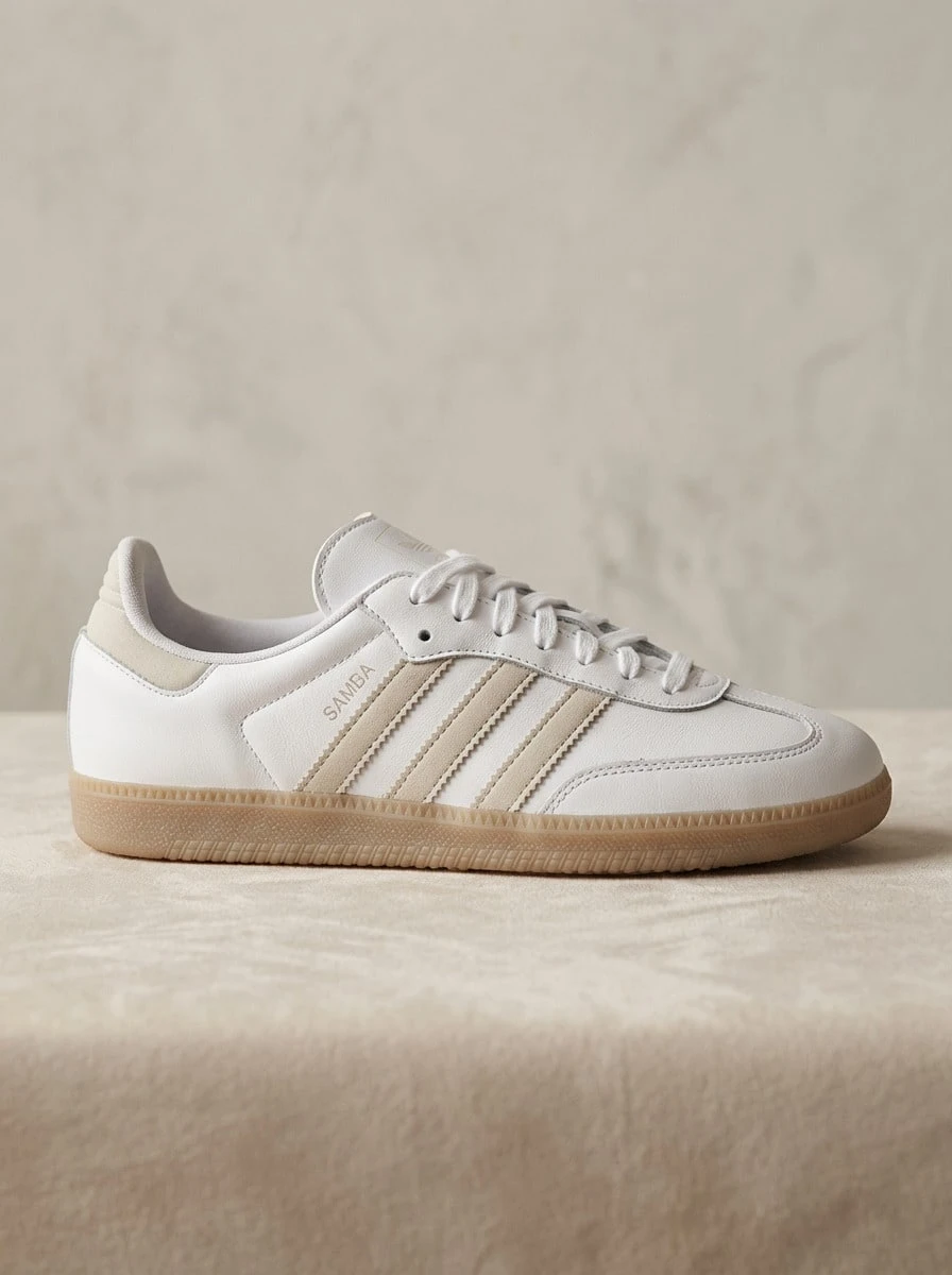 Adidas Samba 男款運動鞋 皮革輕量透氣緩震 日常休閒 白色 JI3206 - 白色 - 查看 1