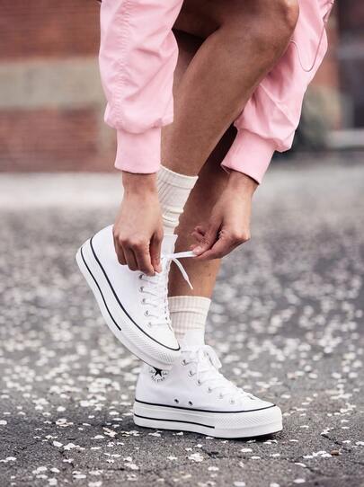 Converse Chuck Taylor All Star Lift Hi Women's Casual Athletic Shoes Flexible Rubber Outsole Lightweight Running Street Style Office White 560846C
