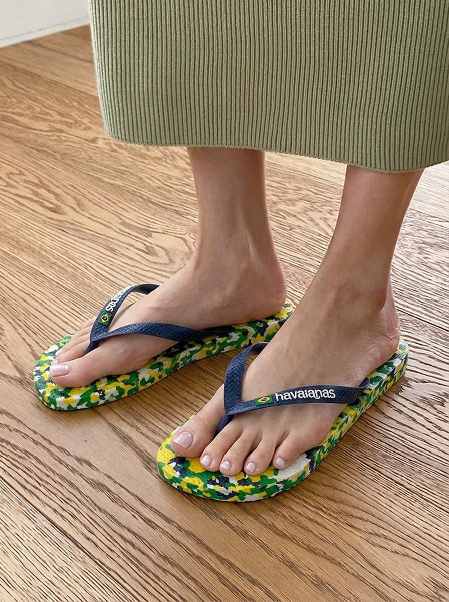Havaianas نعال برازيل تيك II للنساء أبيض/أخضر 4147965 - White/Navy Blue - مشاهدة 1