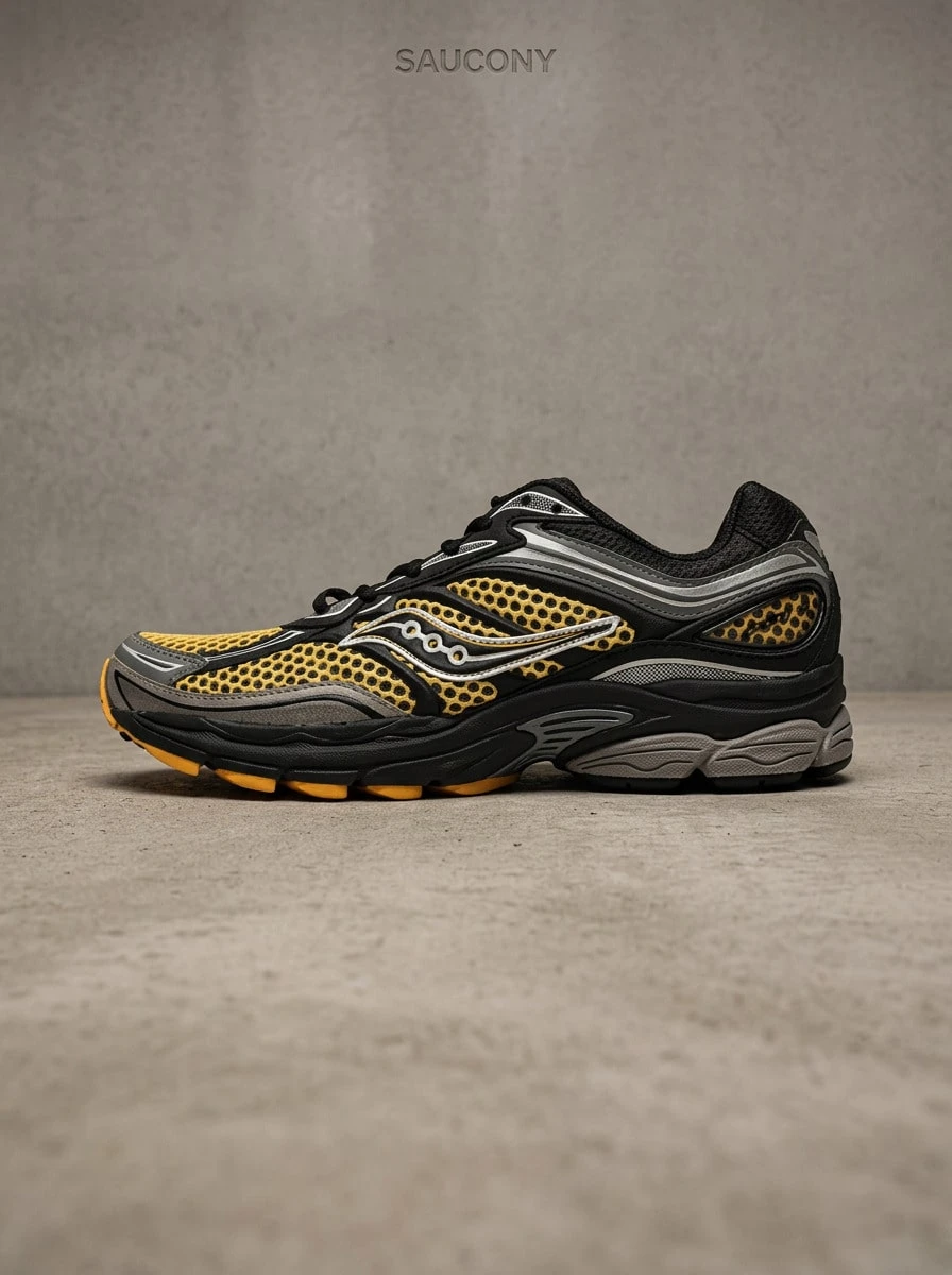 Saucony Progrid Hi Se Men Sneakers Lightweight Breathable Cushioned Daily Gym Black S70739-66 - Gold/Black - View 1