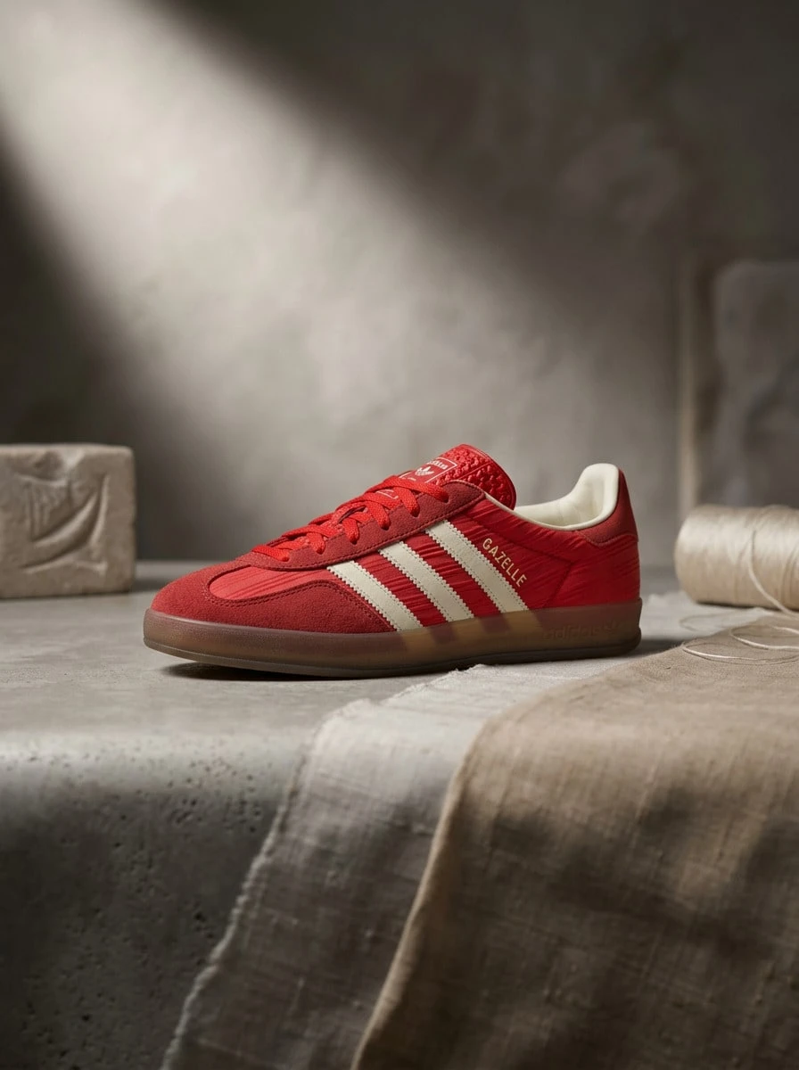Adidas Gazelle Hi OG 女款運動鞋,輕量透氣緩震,日常休閒款,紅色 JS1411 - 紅白 - 查看 1