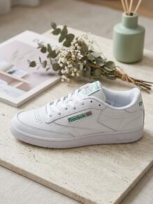 Reebok Club C 女款運動鞋 皮革輕量透氣緩震 日常休閒 黑色 100000155 - 白/綠 - 查看 1