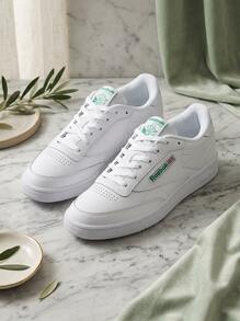 Reebok Club C 女款運動鞋 皮革輕量透氣緩震 日常休閒 黑色 100000155 - 白/綠 - 查看 1