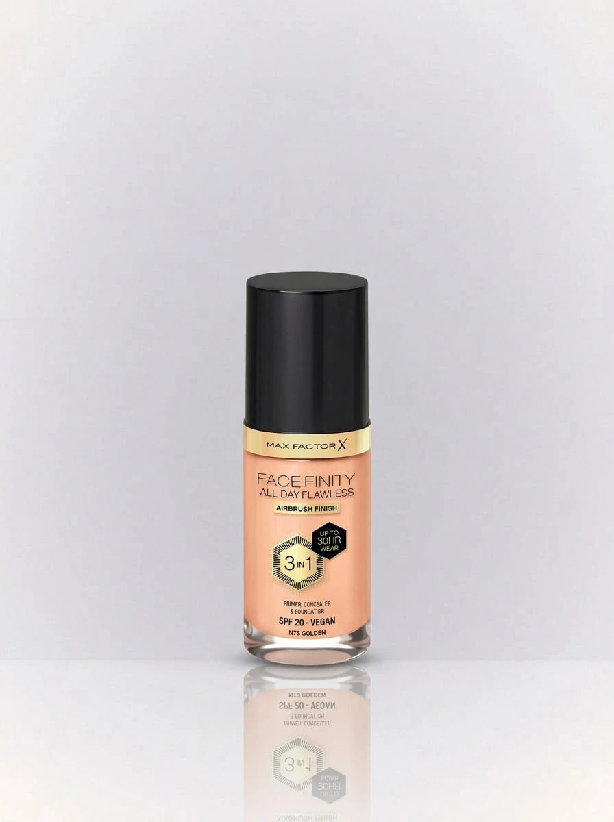 Max Factor Facefinity All Day Flawless 3 In 1 Vegan Foundation N75 Golden 30 Ml – Foundation, 30-Hour Wear, For Women, Golden, Suitable For Daily Wear - N75 Golden - View 1