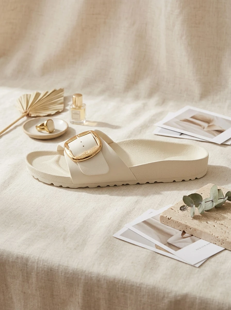 Birkenstock 马德里凉鞋,大扣,EVA材质,吸汗透气,轻便耐穿,易于清洗,适合户外日常穿着,女款,白色,货号1029633 - 白色 - 查看 1