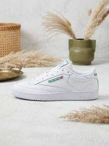 Reebok Club C 女款運動休閒鞋，輕量透氣緩震，適合運動與校園穿著，黑色 100000155 - 白/綠 - 查看 1