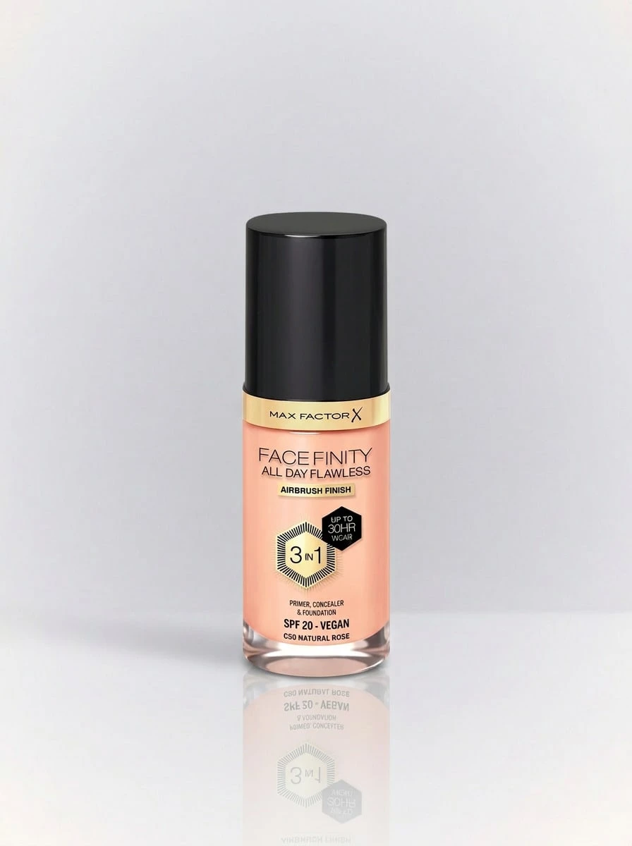 Max Factor Facefinity All Day Flawless 3 In 1 Vegan Foundation C50 Natural Rose 30 Ml – Foundation, 30-Hour Wear, For Women, C50 Rose, SPF 20, Suitable For Daily Beauty Routine - C50 Natural Rose - View 1