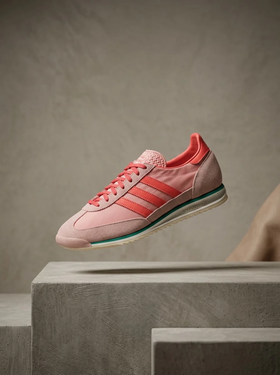 Adidas SL 72 女款運動鞋 麂皮輕量透氣緩震 日常休閒 紅色 JS0254 - 粉紅色 - 查看 1