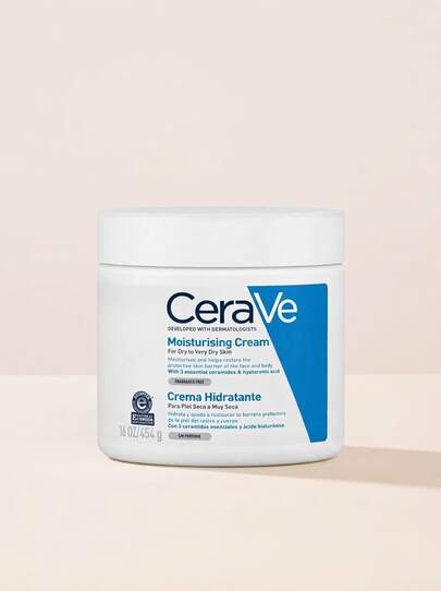 CeraVe Moisturising Cream 454 G – Ceramide And Hyaluronic Acid Formula, Fragrance Free Hydration For Dry To Very Dry Skin, Dermatologist Developed, Face And Body Use, Daily Skin Barrier Support