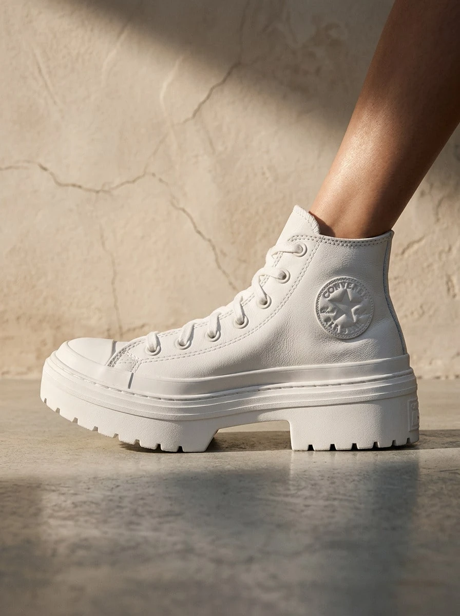 Converse Chuck Taylor All Star 女款高筒皮革運動鞋,輕量柔軟彈性,健身訓練用,黑色 A10370C - 白鷺鷥/白鷺鷥/白鷺 - 查看 1