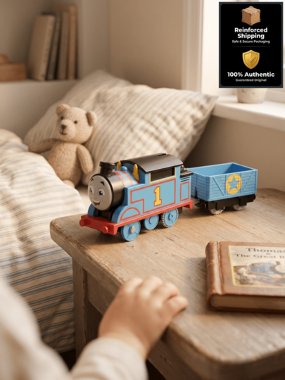 Mattel Set de tren de juguete motorizado Thomas & Friends - Thomas con camión azul con estrella amarilla, juguete perfecto para juego de roles para niños en edad preescolar de 3+ años, regalo para el día de vacaciones