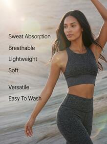 Alo Yoga Sports Bra ALOSOFT SERENITY Sweat Absorption Breathable Lightweight Soft Versatile Easy To Wash Yoga Gym Women Dark Grey W9237R - DARK HEATHER GREY - 深灰色 - 查看 2