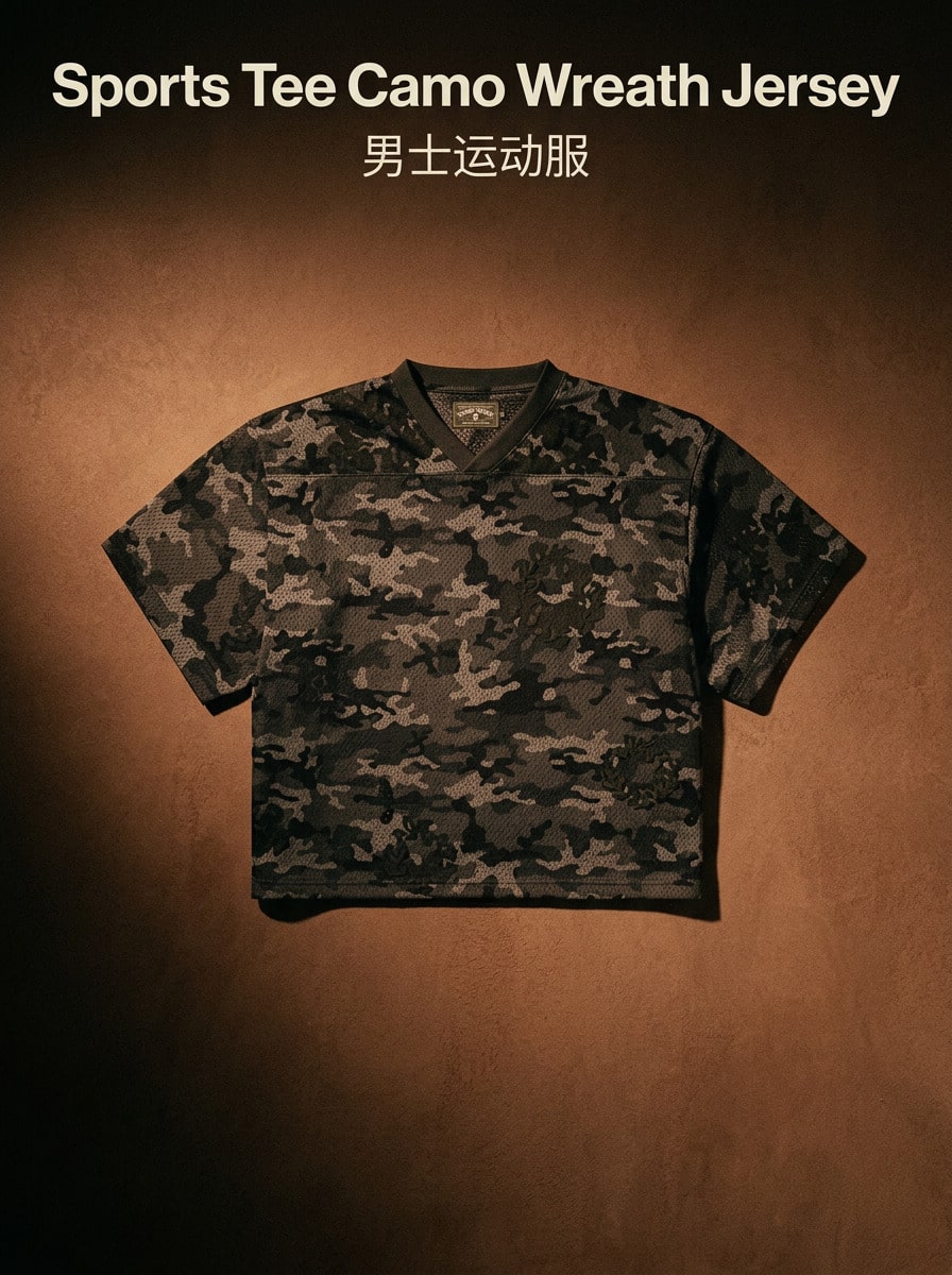 Denim Tears Sports Tee Camo Wreath Jersey Sweat Absorption Breathable Lightweight Soft Versatile Easy To Wash School Men Grey Black Camo SS25TKJ12312163 - 灰黑色 - 查看 1