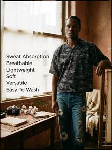 Denim Tears Sports Tee Camo Wreath Jersey Sweat Absorption Breathable Lightweight Soft Versatile Easy To Wash School Men Grey Black Camo SS25TKJ12312163 - 灰黑色 - 查看 2