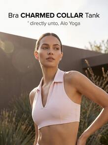 Alo Yoga Bra CHARMED COLLAR Tank Sweat Absorption Breathable Lightweight Soft Stretchy Easy To Wash Yoga Sports Women Pink W9468R - PINK SUGAR - 粉色 - 查看 1