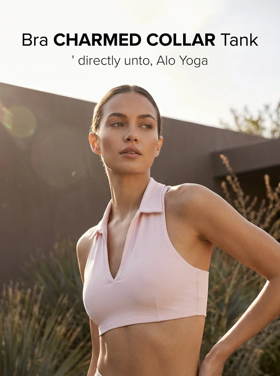 Alo Yoga Bra CHARMED COLLAR Tank Sweat Absorption Breathable Lightweight Soft Stretchy Easy To Wash Yoga Sports Women Pink W9468R - PINK SUGAR - 粉色 - 查看 1