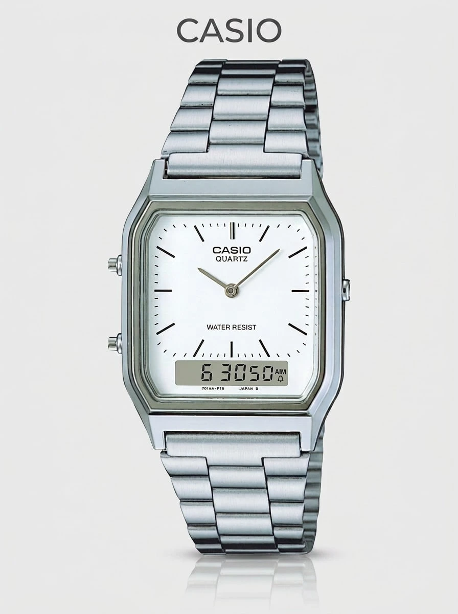 Casio 卡西欧 - 男士手表 - AQ230A7D,银色,核心 - 銀色 - 查看 1