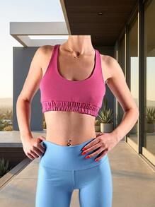Alo Yoga Bra SCOOP NECK SWEATSHIRT Sweat Absorption Breathable Lightweight Soft Stretch Easy To Wash Gym Sports Women Pink W9473R - RASPBERRY SORBET S - 粉色 - 查看 4