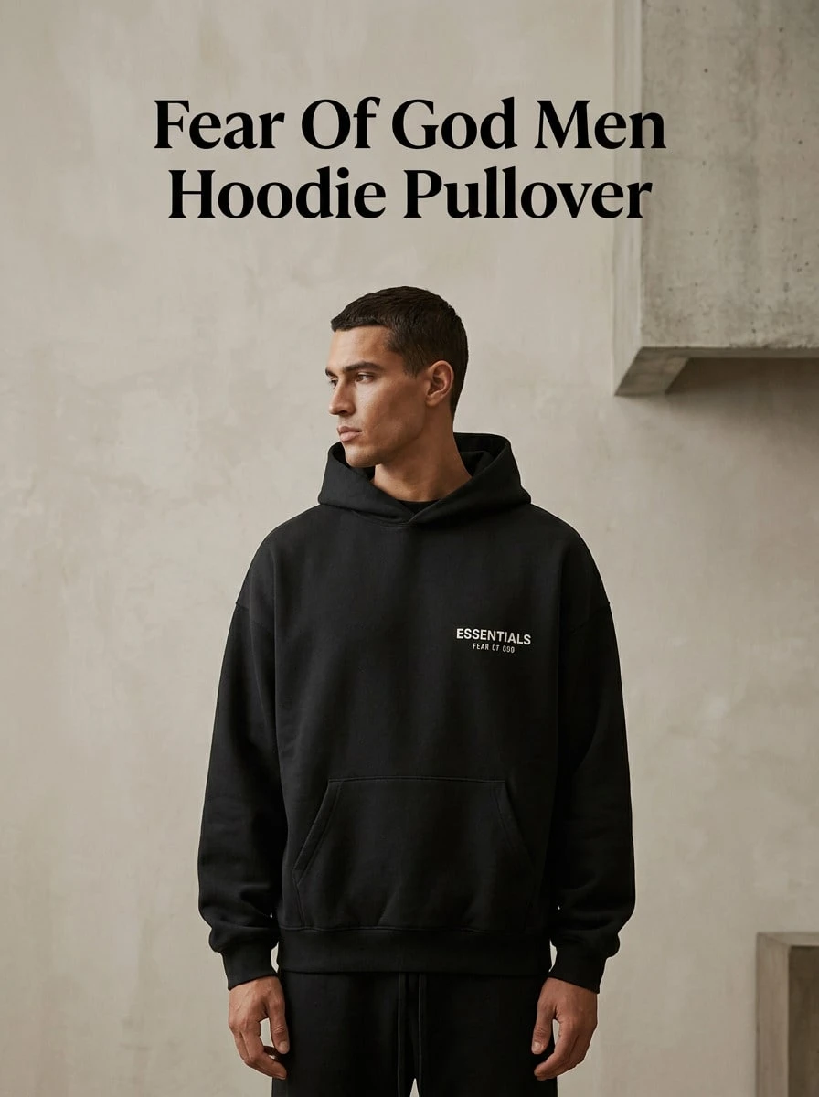 Essentials Fear Of God 男式连帽套头衫休闲街头风保暖常规版型长袖罗纹袖口纯黑色标志日常秋冬 XXS-2XL 192HO246250F - 黑色 - 查看 1
