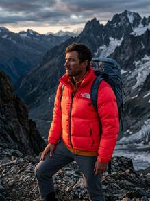 The North Face 男士羽绒服 户外运动保暖防风轻便经典设计可调节袖口 徒步秋冬 红色 NF0A3CBD397 - 紅色 - 查看 4