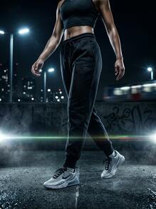 Nike 女款透氣百搭日常跑步長褲 黑色 FB8330-010 - 黑色 - 查看 4