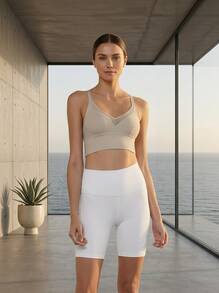 Alo Yoga Long Bra SNEAK Sweat Absorption Breathable Lightweight Soft Stretch Easy To Wash Running Sports Women Beige W9270R - BONE - 米色 - 查看 4