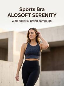 Alo Yoga Sports Bra ALOSOFT SERENITY Sweat Absorption Breathable Lightweight Soft Versatile Easy To Wash Yoga Gym Women Navy W9237R - RICH NAVY HEATHER - dark blue - View 1