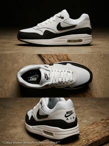 Nike أحذية الأطفال الكبار Air Max 1 أبيض/أسود-بلاتيني نقي DZ3307 - أبيض/بلاتيني نقي/أسود - مشاهدة 5