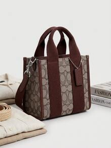 Coach 女士日常通勤史密斯迷你手提包（经典款） - 標誌性提花/銀色 - 查看 4