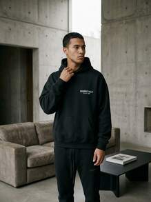 Essentials Fear Of God 男式连帽套头衫休闲街头风保暖常规版型长袖罗纹袖口纯黑色标志日常秋冬 XXS-2XL 192HO246250F - 黑色 - 查看 3