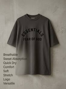 Sports Essentials Crewneck T-Shirt Classic Collection Solid Durable Easy Wash Casual Men Charcoal 125SP242000F - Dark Grey - View 2