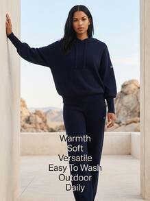 Alo Yoga Hoodie CASHMERE JET SET Warmth Soft Versatile Easy To Wash Outdoor Daily Women Navy Blue W3513R - NAVY - 藏蓝色 - 查看 2