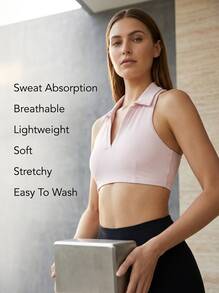 Alo Yoga Bra CHARMED COLLAR Tank Sweat Absorption Breathable Lightweight Soft Stretchy Easy To Wash Yoga Sports Women Pink W9468R - PINK SUGAR - 粉色 - 查看 2