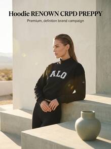 Alo Yoga Hoodie RENOWN CRPD PREPPY Warmth Soft Versatile Easy To Wash Outdoor Daily Women Black White W3653RG - BLACK/WHITE - 黑色/白色 - 查看 1