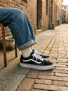 Vans UA Old Skool 黑/白_3,5 - 黑色/純白色 - 查看 4