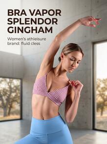 Alo Yoga Bra VAPOR SPLENDOR GINGHAM Sweat Absorption Breathable Lightweight Soft Versatile Easy To Wash Yoga Sports Women Pink White W9437R - RASPBERRY SORBET - 粉色/白色 - 查看 1