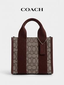 Coach Signature Canvas Women's Mini Crossbody Bag Multi Zip Top Canvas Leather CCL75SVS8S Back To School Fall Fashion Daily Essential - جاكار مميز/فضي - مشاهدة 1
