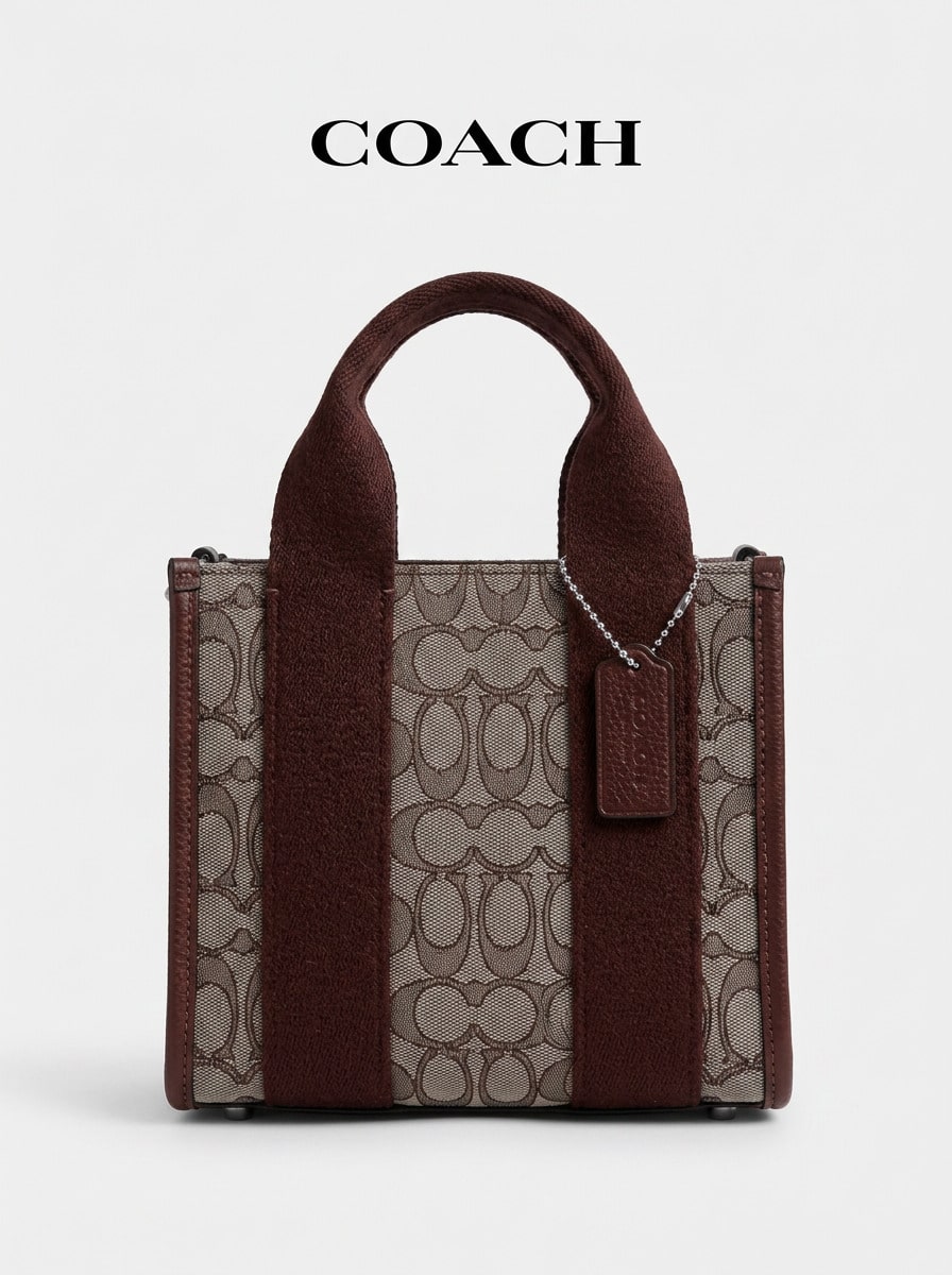 Coach Signature Canvas Women's Mini Crossbody Bag Multi Zip Top Canvas Leather CCL75SVS8S Back To School Fall Fashion Daily Essential - جاكار مميز/فضي - مشاهدة 1