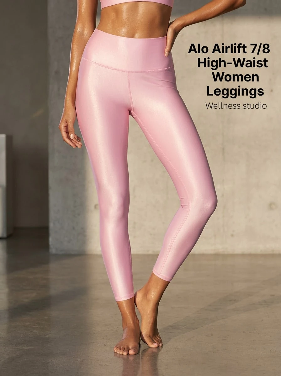 Alo Yoga Alo Airlift 7/8 高腰女緊身褲,透氣速乾運動瑜珈褲,粉紅 W5766r-Pink - 粉紅色 - 查看 1