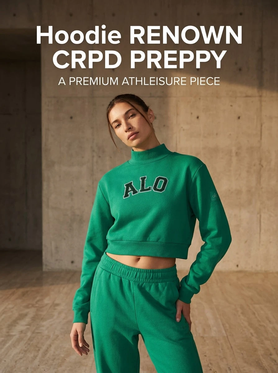 Alo Yoga Hoodie RENOWN CRPD PREPPY Warmth Soft Versatile Easy To Wash Outdoor Daily Women Light Brown W3653RG - GREEN EMERALD/BLACK - 淺棕色 - 查看 1
