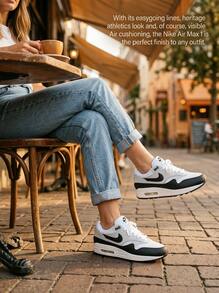 Nike أحذية الأطفال الكبار Air Max 1 أبيض/أسود-بلاتيني نقي DZ3307 - أبيض/بلاتيني نقي/أسود - مشاهدة 4