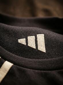 Adidas أساسيات رجالية 3-خطوط جيرسي أحادي اللون أزرق داكن - أزرق بحري - مشاهدة 6