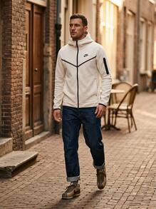 Nike Sports Jackets Warm Adjustable Comfortable Daily Training Travel HV6747-133 - Sail/Black - View 4
