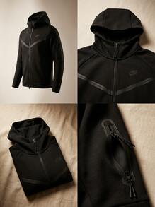 Nike هودي نسائي تقني بسحاب كامل باللون الأسود - Black/Black - مشاهدة 5