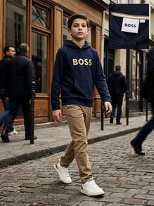 Hugo Boss Men's Cozy Breathable Easy To Match School Casual Home J52351-849 - Navy Blue - View 9