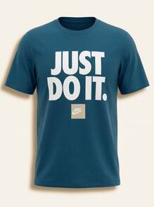 Nike تي شيرت رجالي Just Do It باللون الأزرق - الأزرق - مشاهدة 2