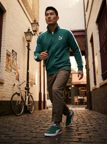 Puma جاكيتات رياضية Essentials T7 Poly للرجال باللون الأخضر - Emerald Ice - مشاهدة 4