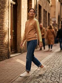 Adidas Sports Jackets Stretchy Comfortable Durable Daily Training Travel JW1249 - Camel - View 4
